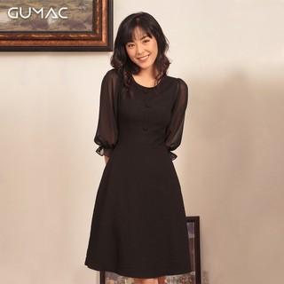 Đầm phối tay voan GUMAC DA473_DEN