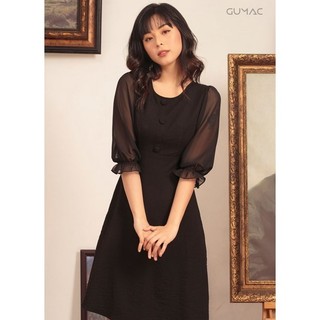 Đầm phối tay voan GUMAC DA473_DEN
