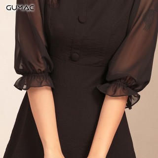 Đầm phối tay voan GUMAC DA473_DEN