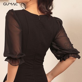 Đầm phối tay voan GUMAC DA473_DEN