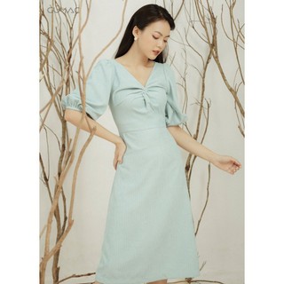 Đầm nữ xoắn ngực tay lỡ gumac ms11968_xanh