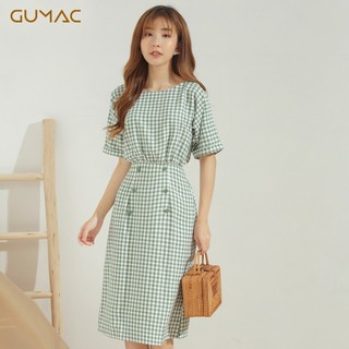 Đầm tay dơi nút bọc da625 gumac
