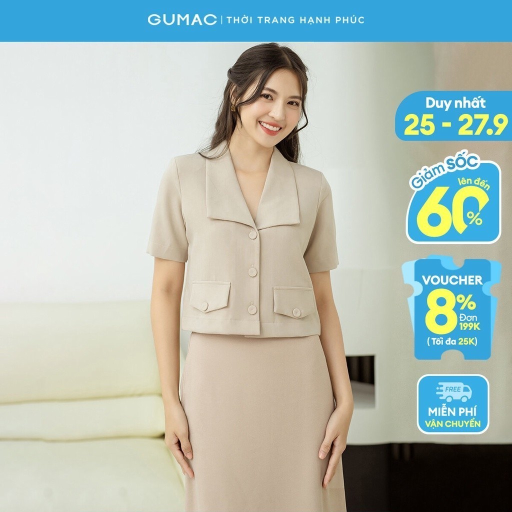 Chân váy phối nút GUMAC VVA470_DEN