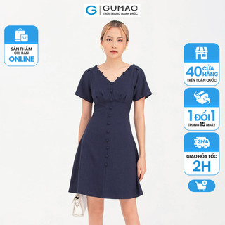 Đầm nữ cổ V phối nút GUMAC DB767