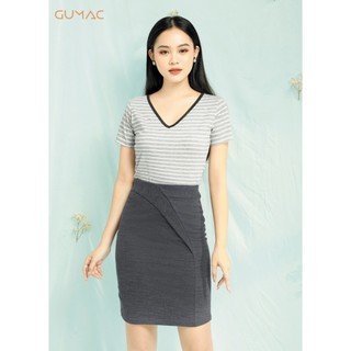 Áo thun nữ sọc cổ tim GUMAC AT06948