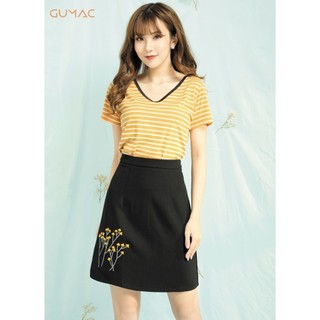 Áo thun nữ sọc cổ tim GUMAC AT06948