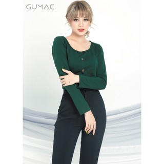 Áo thun cổ U phối nút GUMAC AT04915