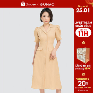 Đầm cổ danton phối nút gumac dd04011