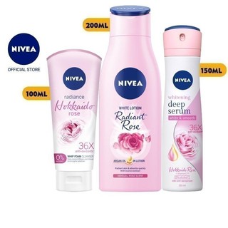 Bộ sản phẩm Nivea chăm sóc toàn diện (Sữa rửa mặt 100ml + Sữa dưỡng thể trắng da 200ml + Xịt serum ngăn mùi 150ml)
