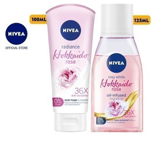 Bộ đôi NIVEA làm sạch da chiết xuất hoa hồng Hokkaido (Sữa rửa mặt tạo bọt 100ml 84984 + Nước tẩy trang 125ml 84998)