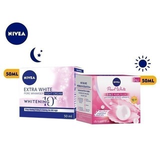 Bộ đôi Kem dưỡng trắng da Ngày & Đêm NIVEA 50mlx2 (Ngày Pearl White & Đêm Extral White - 82335 + 86740)