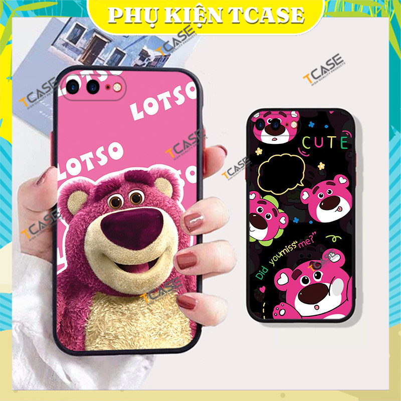 Ốp lưng Iphone 7Plus, Ip 8Plus, Iphone6 Plus, 6s Plus, Ip 7, Ip 8, IP SE in hình Gấu dâu - PK Tcase