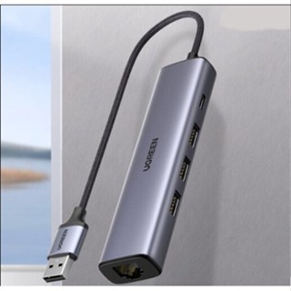 Bộ Hub UGREEN 20915 chia USB 3.0 ra 3 cổng USB 3.0 + Lan Gigabit 1000Mbps - Hàng chính hãng