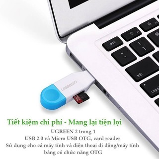 Đầu đọc thẻ TF/Micro-SD 2 cổng USB + OTG tốc độ lên đến 480Mbps UGREEN 30358
