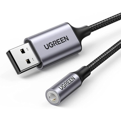 Đầu Chuyển Âm Thanh USB 2.0 Type-A Sang 3.5mm Dây Dù Hỗ Trợ Mic MIC Ugreen 30757