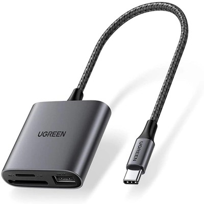 Đầu đọc thẻ SD/TF kèm OTG chuẩn USB 3.0 Type-C Ugreen 80798 vỏ nhôm cao cấp - Hàng phân phối chính hãng