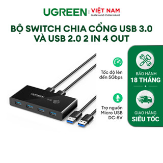 Bộ switch chia cổng USB 3.0 và USB 2.0 2 vào 4 ra UGREEN US216