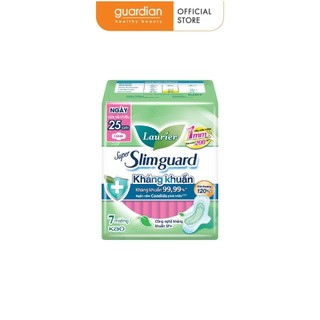 Băng Vệ Sinh Sạch Khuẩn Siêu Mỏng Cánh 25Cm Super Slimguard Laurier 7 Miếng