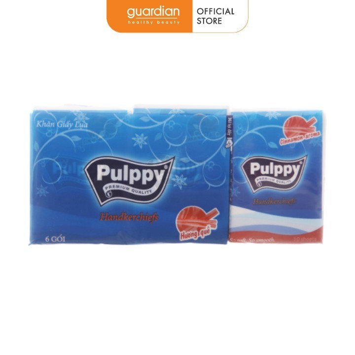 Khăn giấy lụa bỏ túi Pulppy hương quế (Lốc 6 gói)