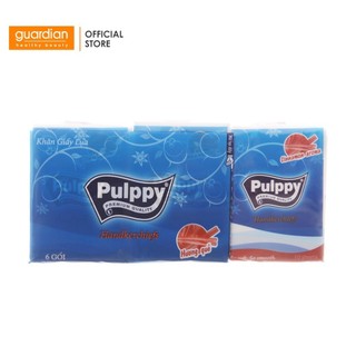 Khăn giấy lụa bỏ túi Pulppy hương quế (Lốc 6 gói)