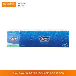 Khăn giấy lụa bỏ túi 3 lớp Pulppy (Lốc 10 Gói)