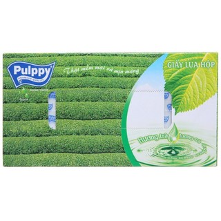 Khăn giấy lụa Pulppy hương trà xanh (Hộp 100 tờ 2 lớp)