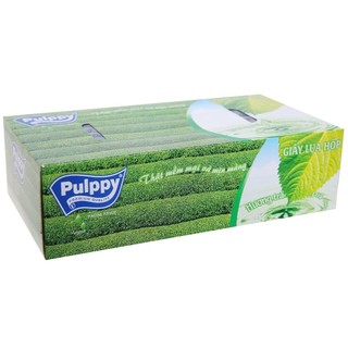 Khăn giấy lụa Pulppy hương trà xanh (Hộp 100 tờ 2 lớp)