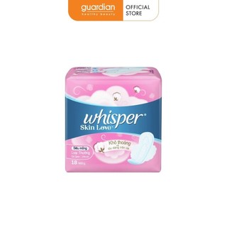 Băng Vệ Sinh Siêu Mỏng Có Cánh Cho Ngày Thường SkinLove 24CM Whisper Gói 18 Miếng