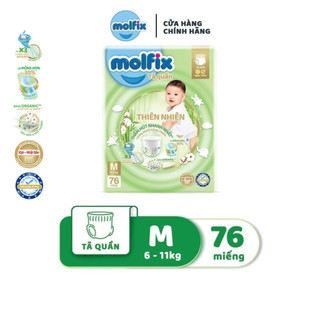 Tã/bỉm quần molfix thiên nhiên ultra m76/l68/xl62/xxl56