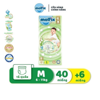 Tã/bỉm quần Molfix Thiên nhiên Jumbo M (6kg - 11kg) - Gói 40+6 miếng