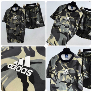 Bộ quần áo a di dát ràn ri logo in siêu nét - bộ hè adidas đi biển nam nữ siêu hót