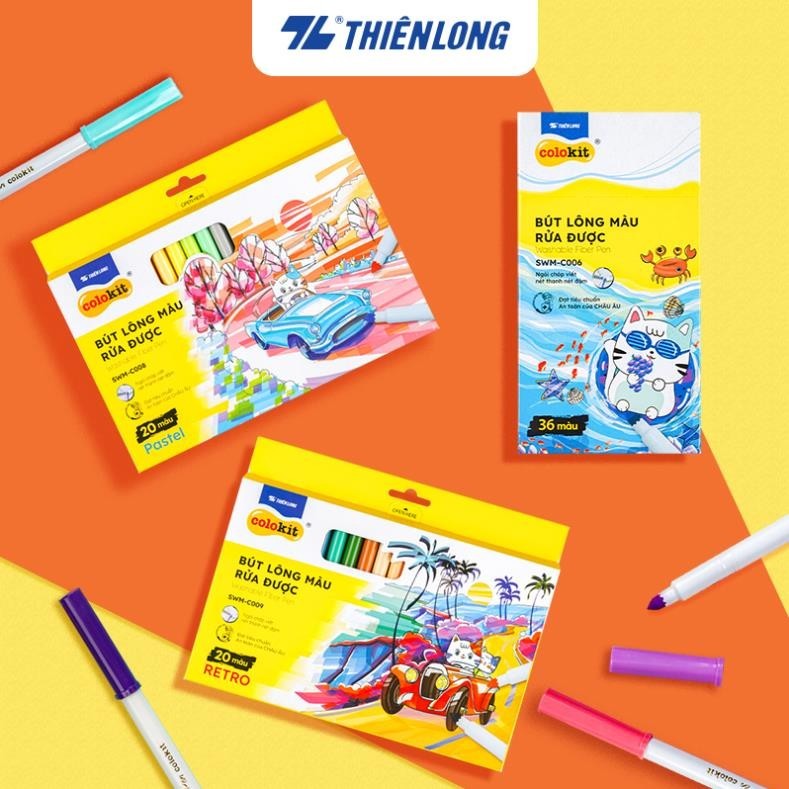 Combo 20/40/56/60/76/96 Bút lông màu Fiber Pen Colokit cao cấp, dễ dàng rửa sạch, an toàn cho trẻ em