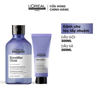 Combo gội xả tăng độ bóng mượt cho tóc tẩy L'Oréal Professionnel Serie Expert Blondifier Gloss