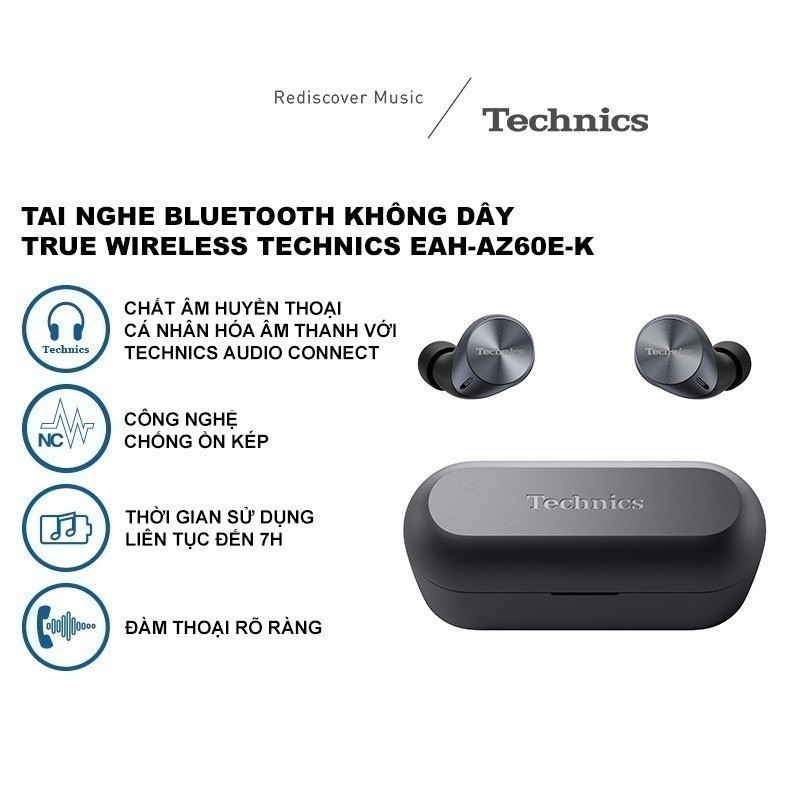 Tai nghe Bluetooth Không dây True Wireless Technics EAH-AZ60E-K - màu đen