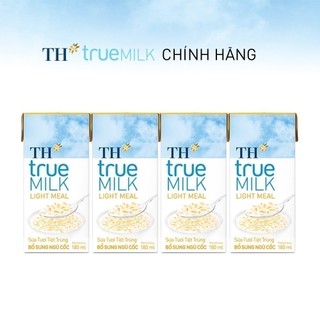 Combo 3 Lốc sữa tươi tiệt trùng TH True Milk Light Meal bổ sung ngũ cốc 180ml