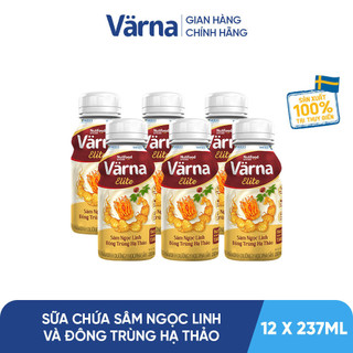 Combo 2 lốc 6 chai sữa bột pha sẵn Värna Elite - Chứa Sâm Ngọc Linh Đông Trùng Hạ Thảo - Varna