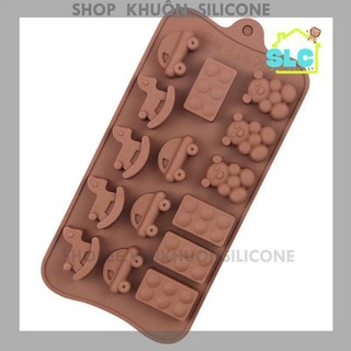 Khuôn silicon nhiều mẫu đổ socola, rau câu hình xe ngựa gấu