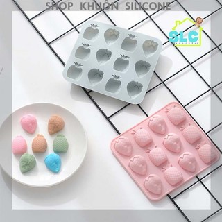 Khuôn silicon làm thạch, rau câu hình quả dứa và trái dâu tây xinh xắn