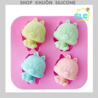 Khuôn silicon hình sóc đổ thạch rau bánh plan rau câu pudding trái cây