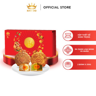 "team hạt sen - sữa dừa" - hộp 2 bánh trung thu 2 trứng 210g kinh đô