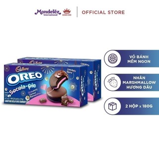 - combo 2 hộp bánh oreo socola pie vị dâu 2x180g