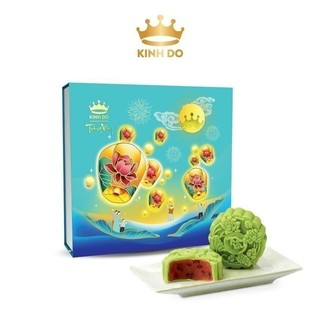 Hộp 4 Bánh Trung Thu Kinh Đô Trăng Vàng Hồng Ngọc Tâm An (Xanh) x 120g
