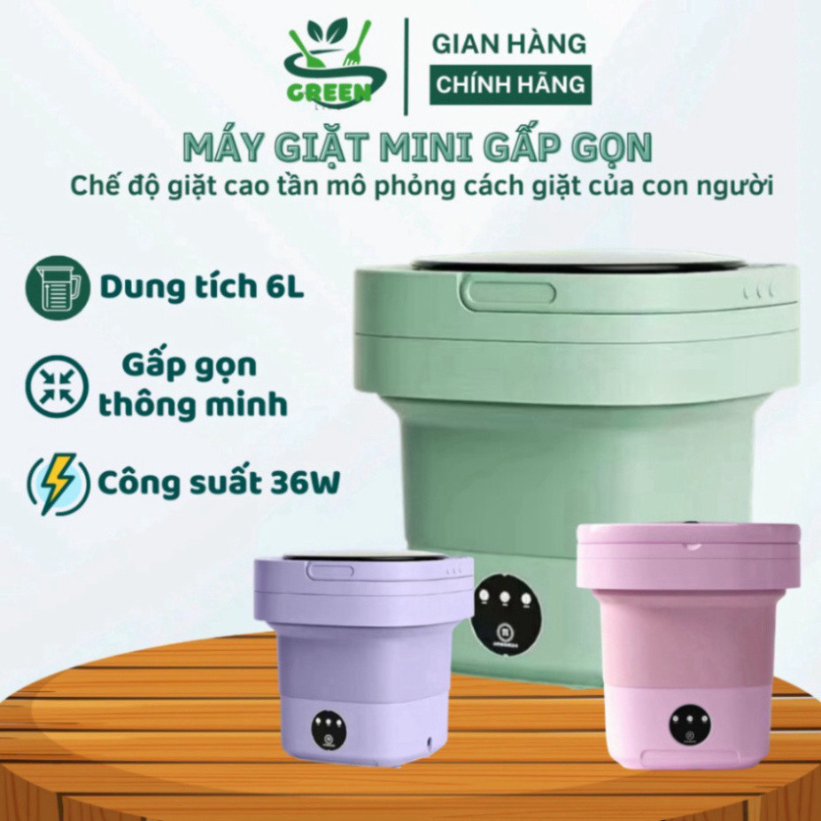 Máy giặt mini gấp gọn, máy giặt đồ lót, tất vớ, giặt đồ cho bé dung tích 6L tự vắt khô khử khuẩn bằng công nghệ mới