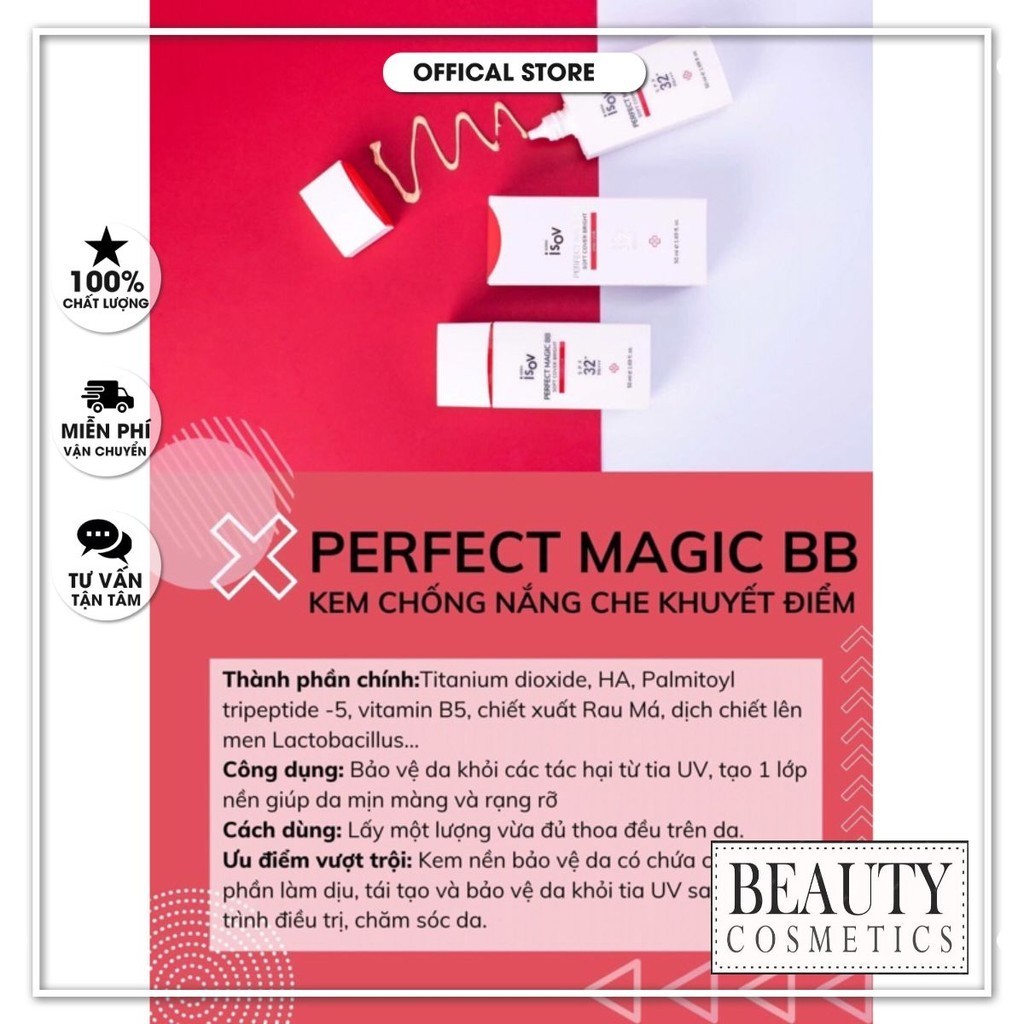 KEM CHỐNG NẮNG MAKE UP NÂNG TONE KEM NỀN BB CREAM ISOV PERFECT