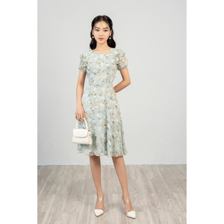 Đầm voan xòe, cổ tròn, tay bèo mmoutfit m-da060122404