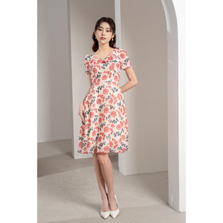 Đầm dáng xòe, tà bong xoắn ngực mmoutfit da1222553