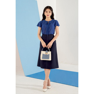 Áo sơ mi cổ thắt nơ, ngắn tay mmoutfit m-ao061221257