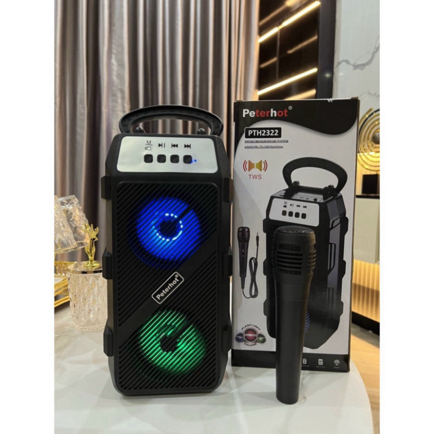 Loa karaoke bluetooth PTH 2322 phiên bản cao cấp 2023,loa không dây tặng kèm mic hát âm thanh đỉnh cao cùng đèn led HOT | BigBuy360 - bigbuy360.vn