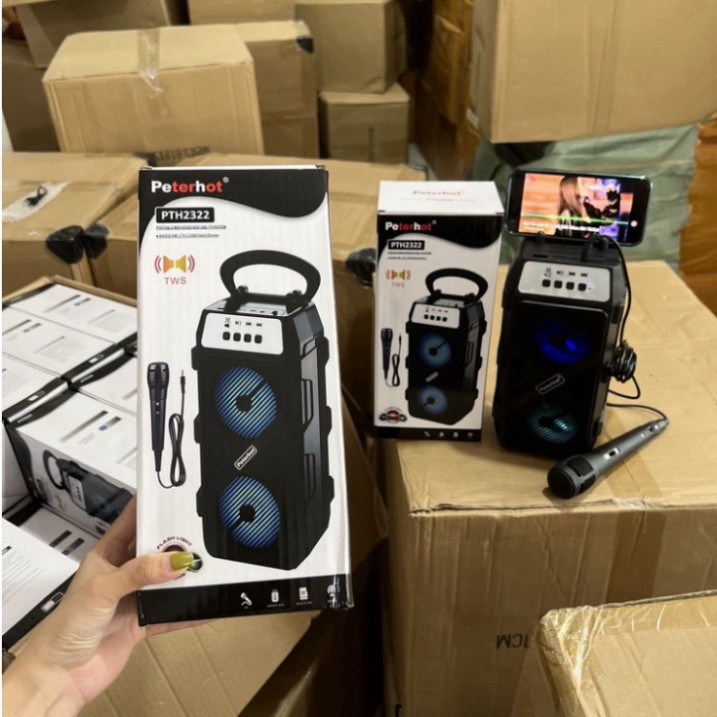 Loa karaoke bluetooth PTH 2322 phiên bản cao cấp 2023,loa không dây tặng kèm mic hát âm thanh đỉnh cao cùng đèn led HOT | BigBuy360 - bigbuy360.vn