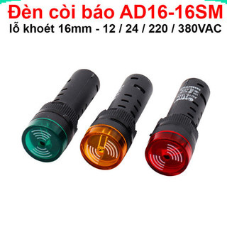 Đèn còi báo ad16-16sm lỗ khoét 16mm điện áp 12v, 24v, 220v, 380vac